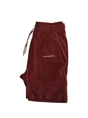 Men's‎ Alphalete Maroon Sweat Shorts Size Medium Gym Logo Pockets
